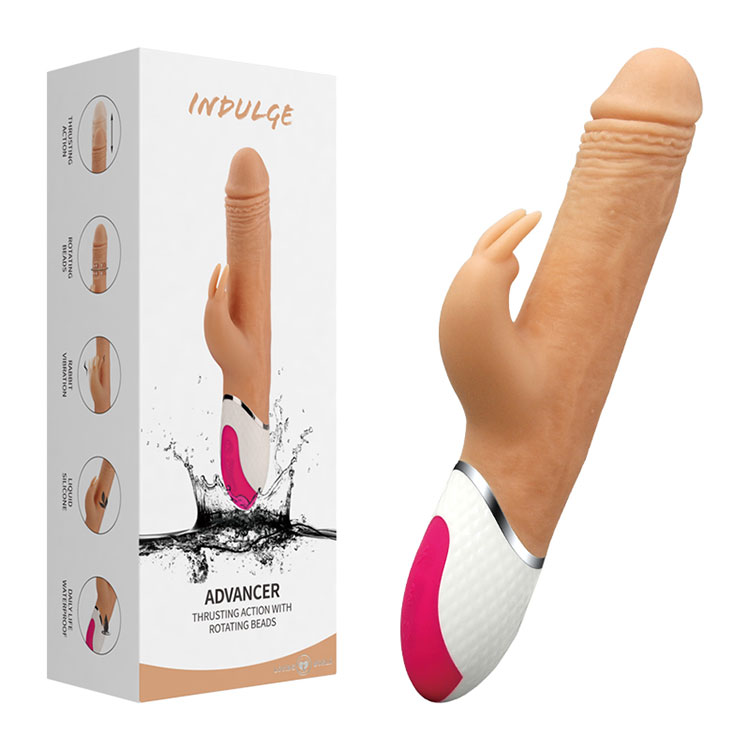 Rotierender, stoßender Kaninchenvibrator mit realistischen Perlen